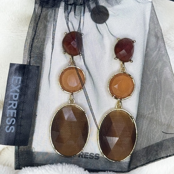 Express Multi-Tone Drop Earrings | NWT | Brown & Amber Tones - Picture 3 of 3